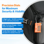 Forge TSA008 4-Digit Luggage Lock with Open Alert (Optimus Series, 4 Colors Pack #2)