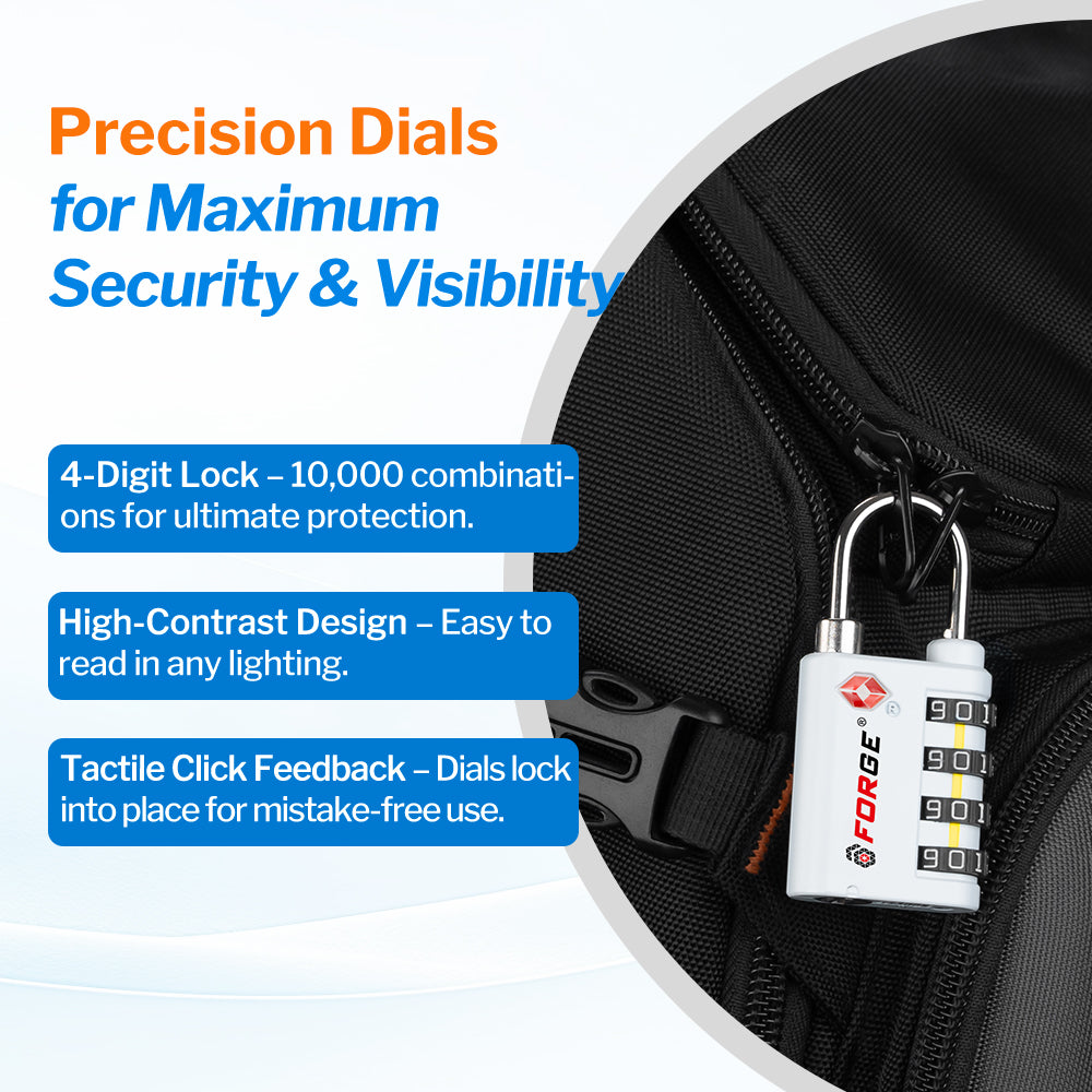 Forge Dual-Opening TSA Lock: Combo & Key Access , White Pack