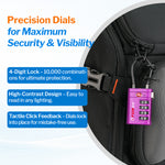 Forge TSA008 4-Digit Luggage Lock with Open Alert (Optimus Series, Purple Pack)