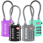 TSA Approved Cable Travel Lock – 3-Digit Combination with Zinc Alloy Body(4 Colors Pack) - LockSelect 