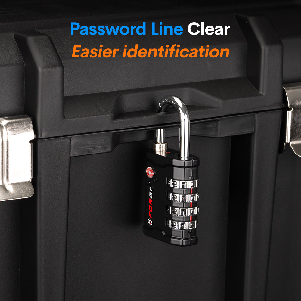 Forge 4-Digit Heavy Duty TSA Approved Lock for Travel & Gym, Black Pack