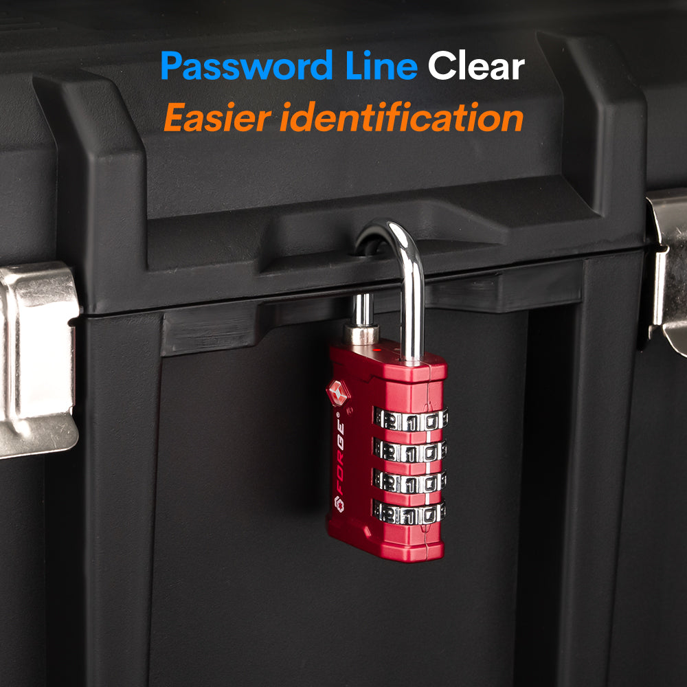 Forge 4-Digit Heavy Duty TSA Approved Lock for Travel & Gym, Red Pack