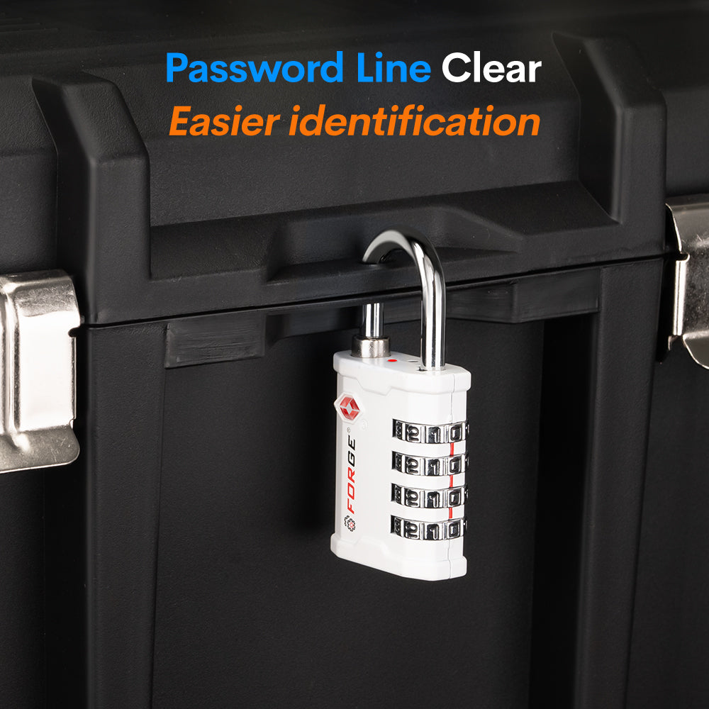 Forge 4-Digit Heavy Duty TSA Approved Lock for Travel & Gym, White Pack