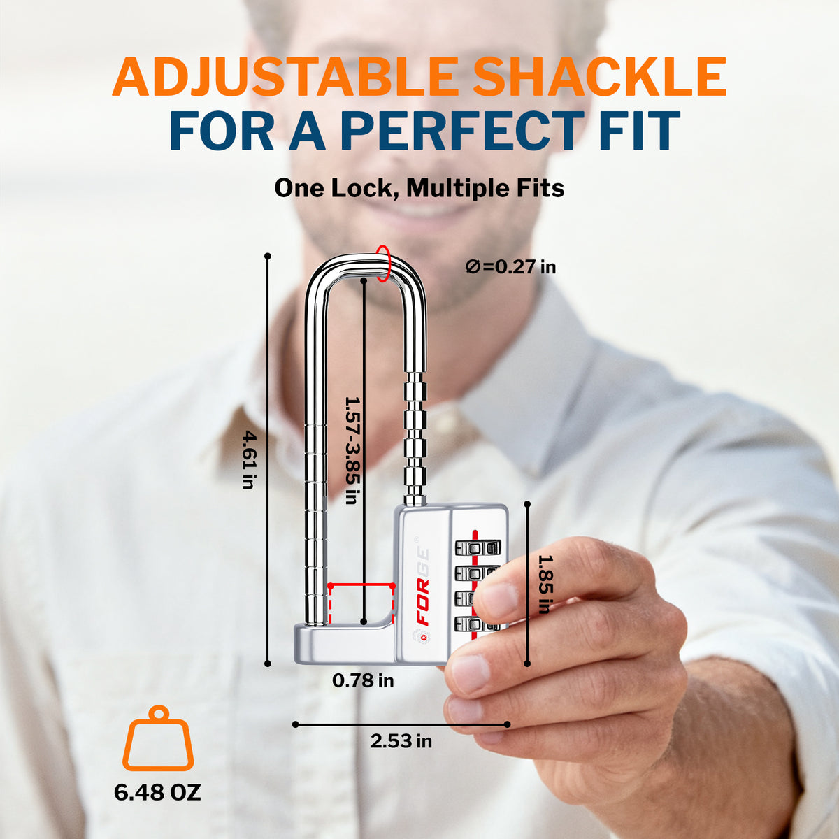 Forge 4-Digit Padlock: Long Shackle for Gym, School & Gate (Defender series, Silver)