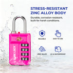 TSA 4-Digit Combination Luggage Lock – Resettable with Open Alert (Pink)