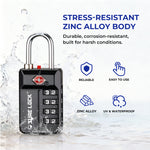 TSA 4-Digit Combination Luggage Lock – Resettable with Open Alert (Black)