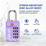 TSA 4-Digit Combination Luggage Lock – Resettable with Open Alert (Purple)