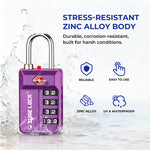 TSA 4-Digit Combination Luggage Lock – Resettable with Open Alert (Dark Purple)