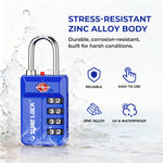 TSA 4-Digit Combination Luggage Lock – Resettable with Open Alert (Blue)