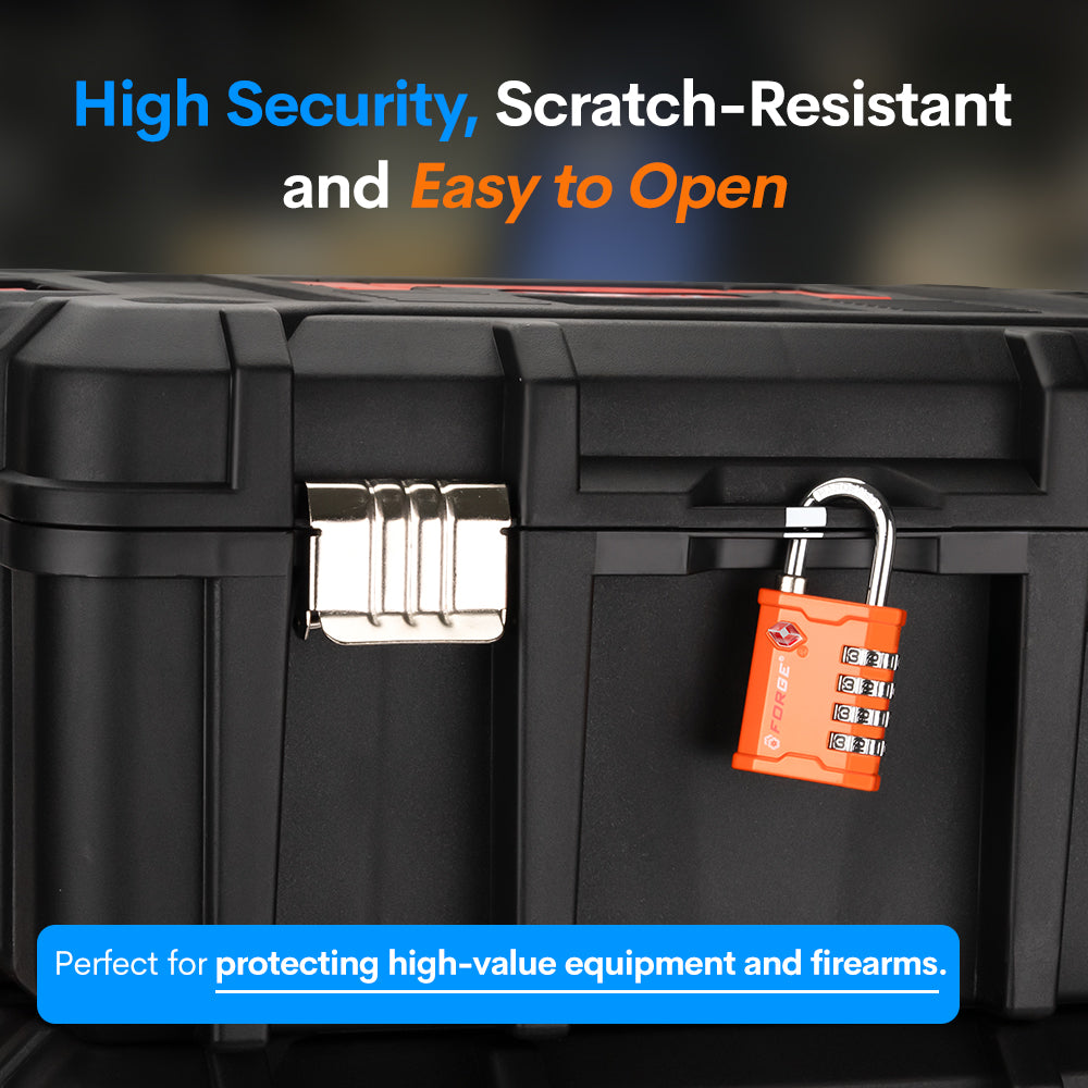 Forge 4-Digit Heavy Duty TSA Approved Lock for Travel & Gym, Orange Pack