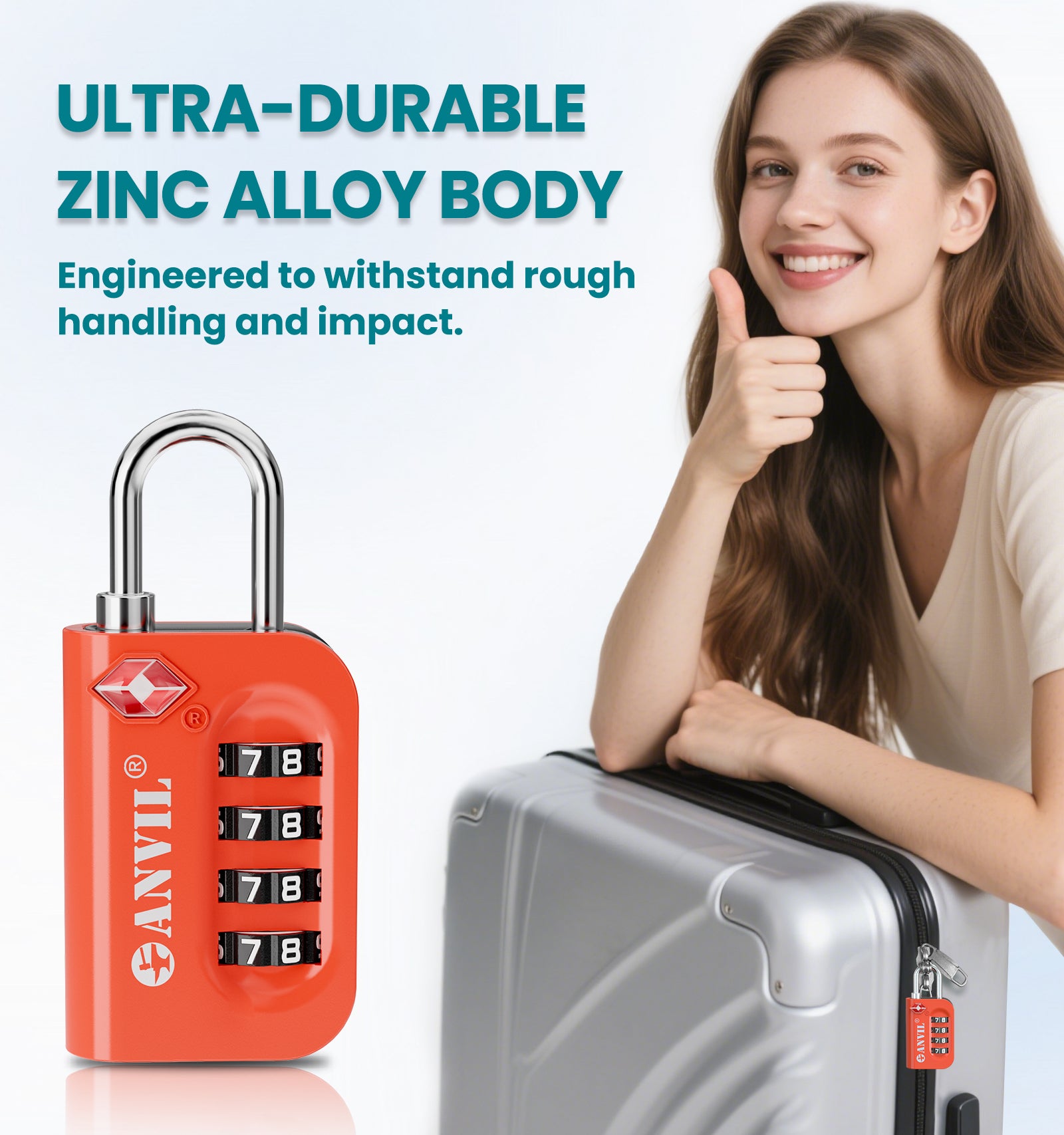 Anvil TSA Approved Luggage Lock – 4-Digit Combination (Orange Pack) - LockSelect 