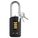 Forge 4-Digit Combination Padlock with Backup Keys, Long Shackle, Black