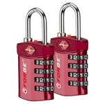 Forge TSA Approved 4-Digit Combination Lock with Open Alert, Red Pack