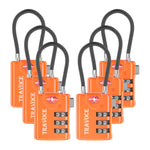 TSA Approved Luggage Cable Lock for Suitcase, Gym Locker & Toolbox (Orange Pack)