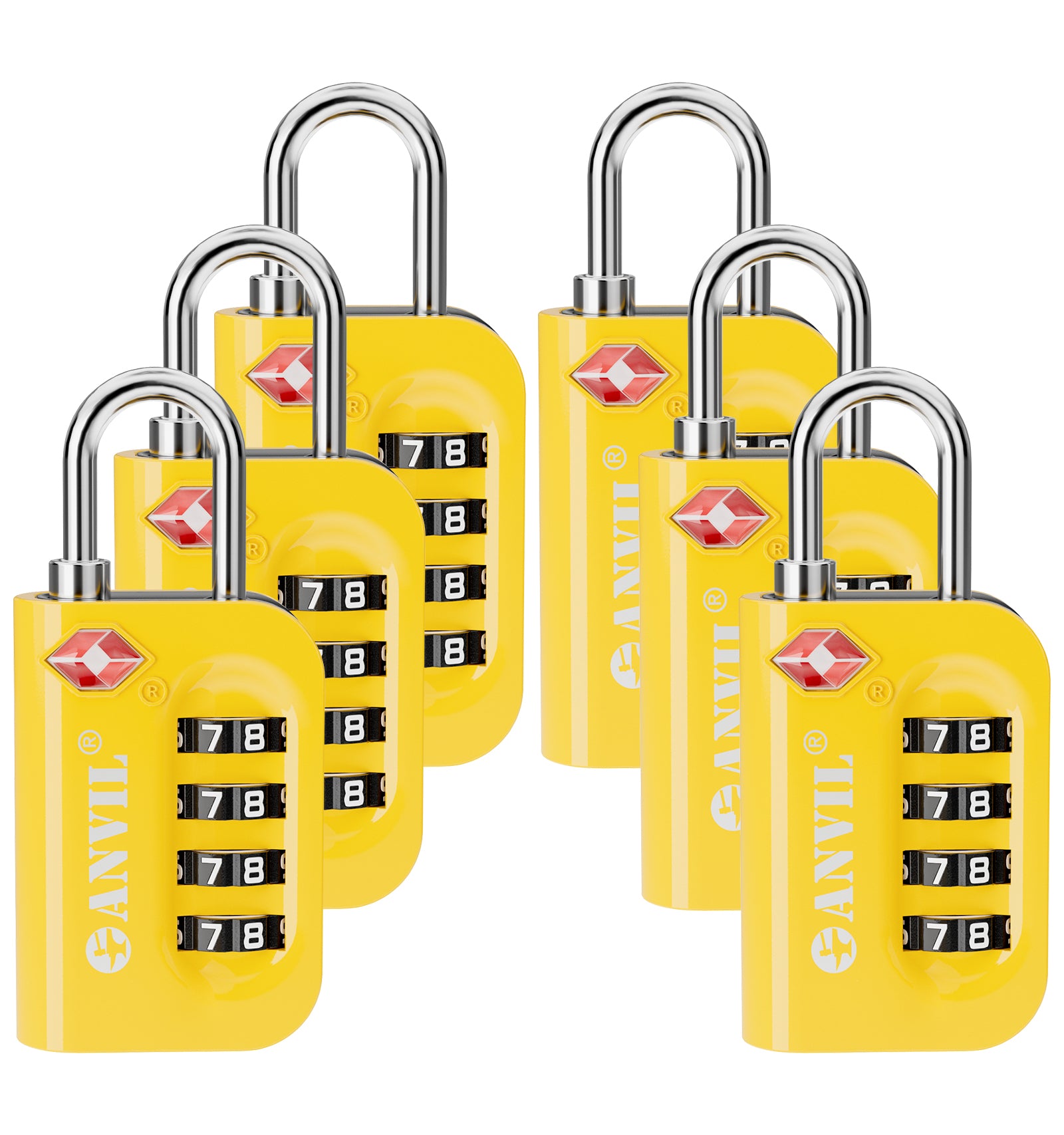 Anvil TSA Approved Luggage Lock – 4-Digit Combination (Yellow Pack) - LockSelect 