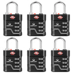 TSA Approved Luggage Lock – 3-Digit Combination Padlock with Open Alert & Easy-Read Dials (Black Pack) - LockSelect 