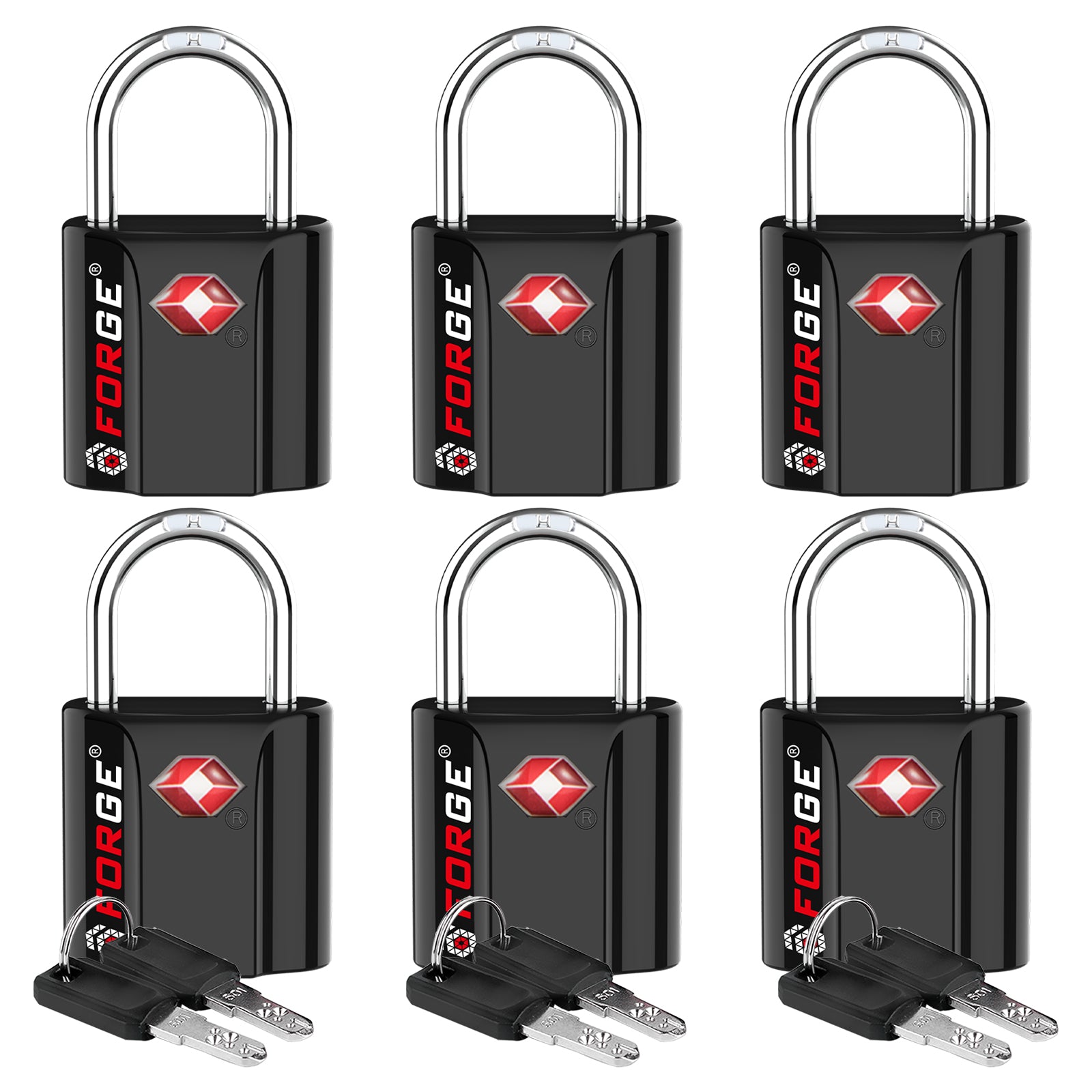 Forge TSA Approved Key Locks for Travel - Compact Alloy (OX Series, Black Pack)
