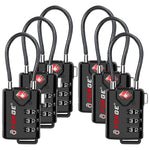 Forge TSA Approved Cable Luggage Lock with Easy-to-Read Dials (Eagle Series, Black Pack)