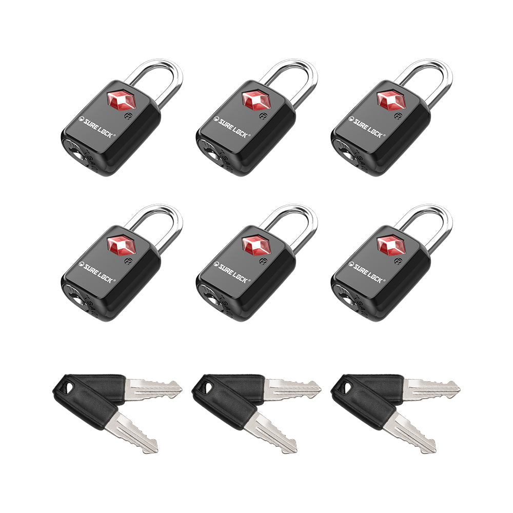 Mini TSA Approved Keyed Luggage Lock – One Key Opens All (Black Pack) - LockSelect 