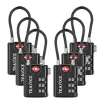 TSA Approved Luggage Cable Lock for Suitcase, Gym Locker & Toolbox (Black Pack)