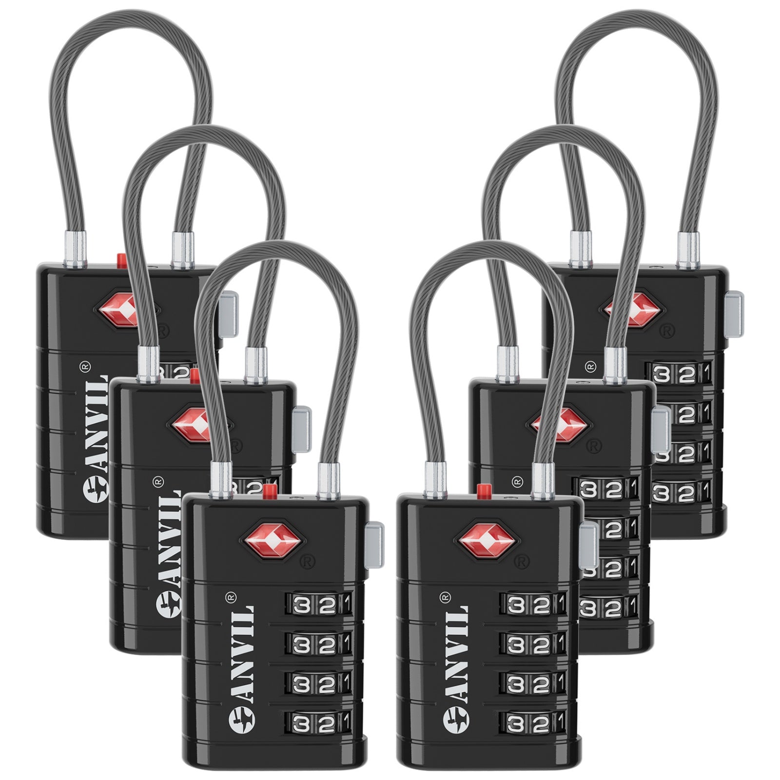 4-Digit TSA Approved Luggage Lock – TSA008 Core with Alert Indicator (Black Pack)