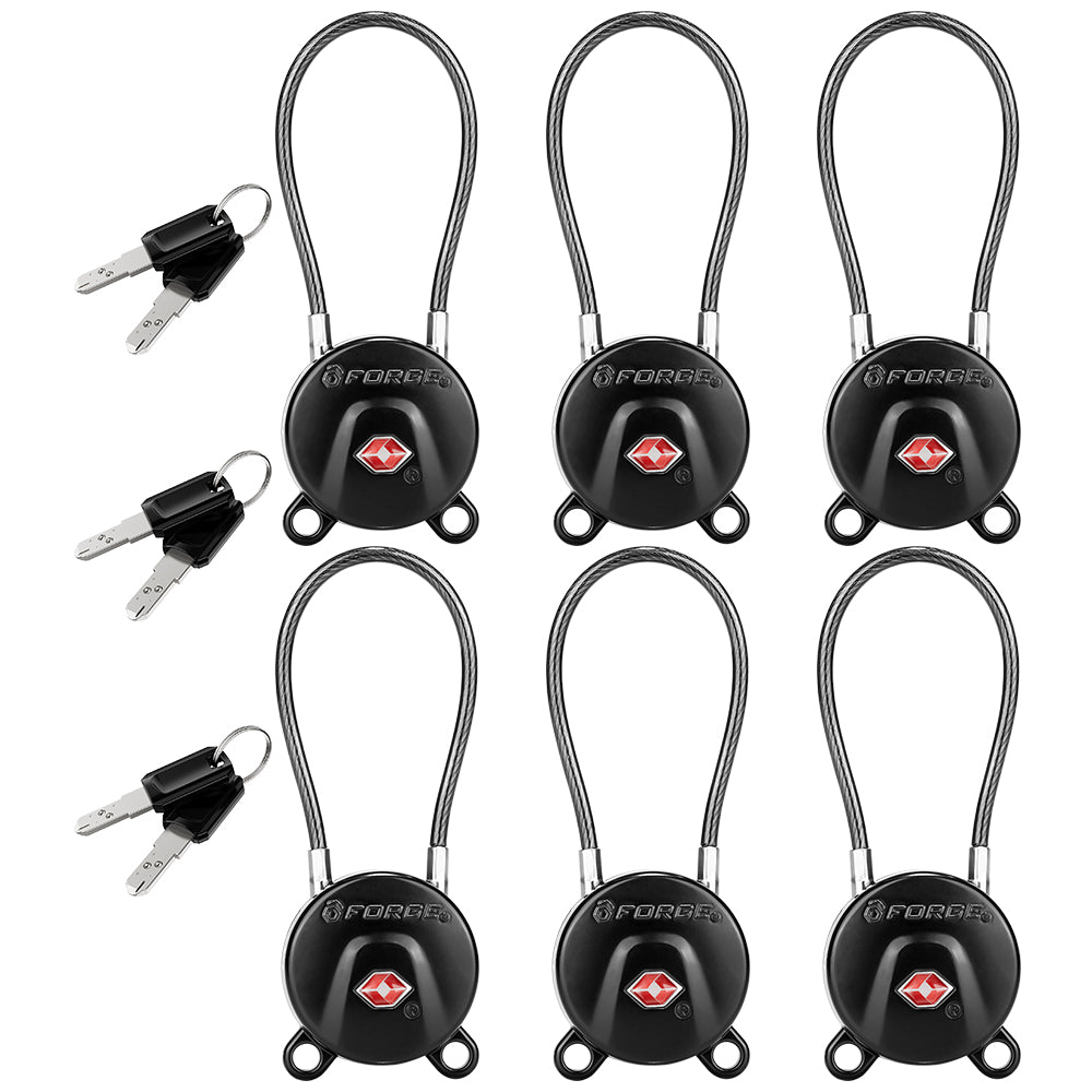 Forge TSA006 Dimple Key Cable Locks (Koala Series, Black Pack)