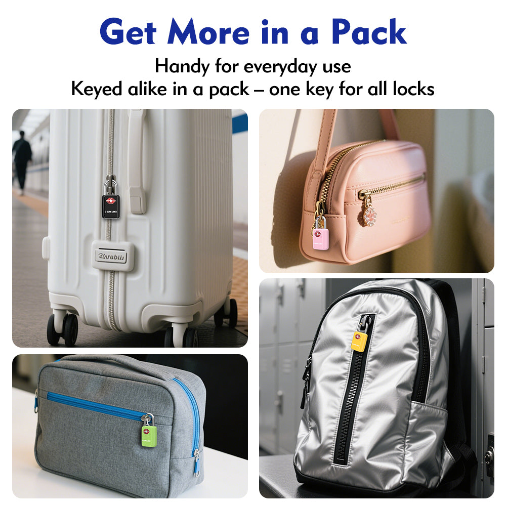 Mini TSA Approved Keyed Luggage Lock – One Key Opens All (Black Pack) - LockSelect 