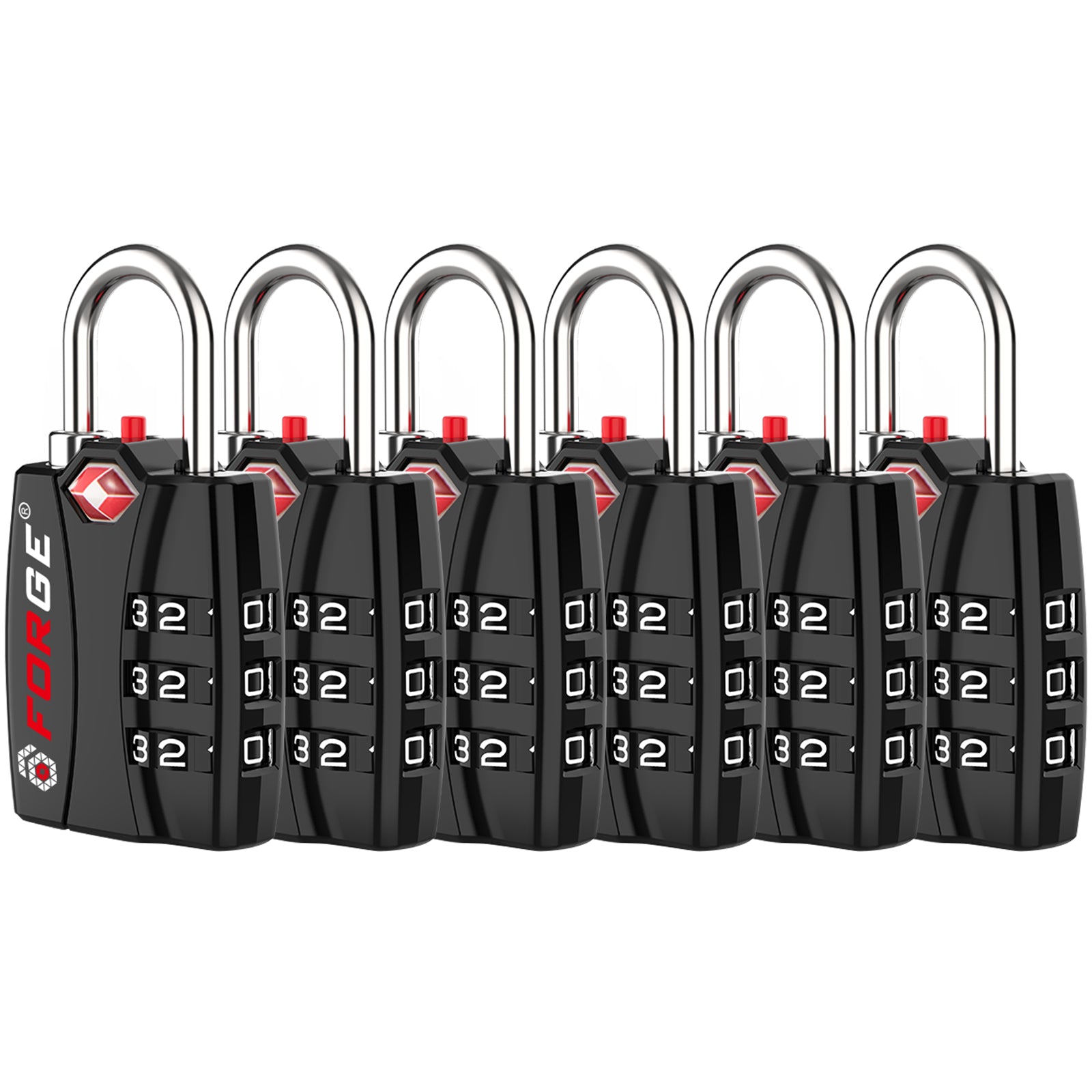 Forge TSA-Approved Luggage Lock: 3-Digit Combination, Open Alert Indicator （Titan Series Black Pack）