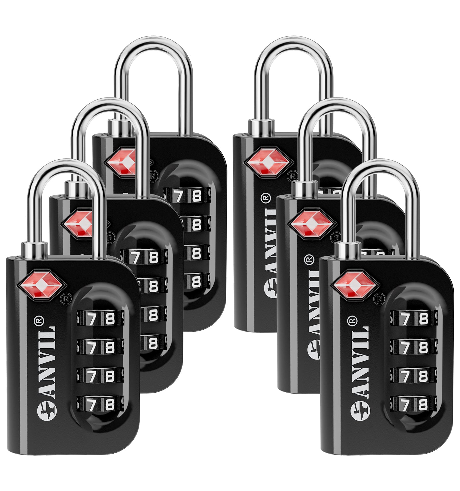 Anvil TSA Approved Luggage Lock – 4-Digit Combination (Black Pack) - LockSelect 