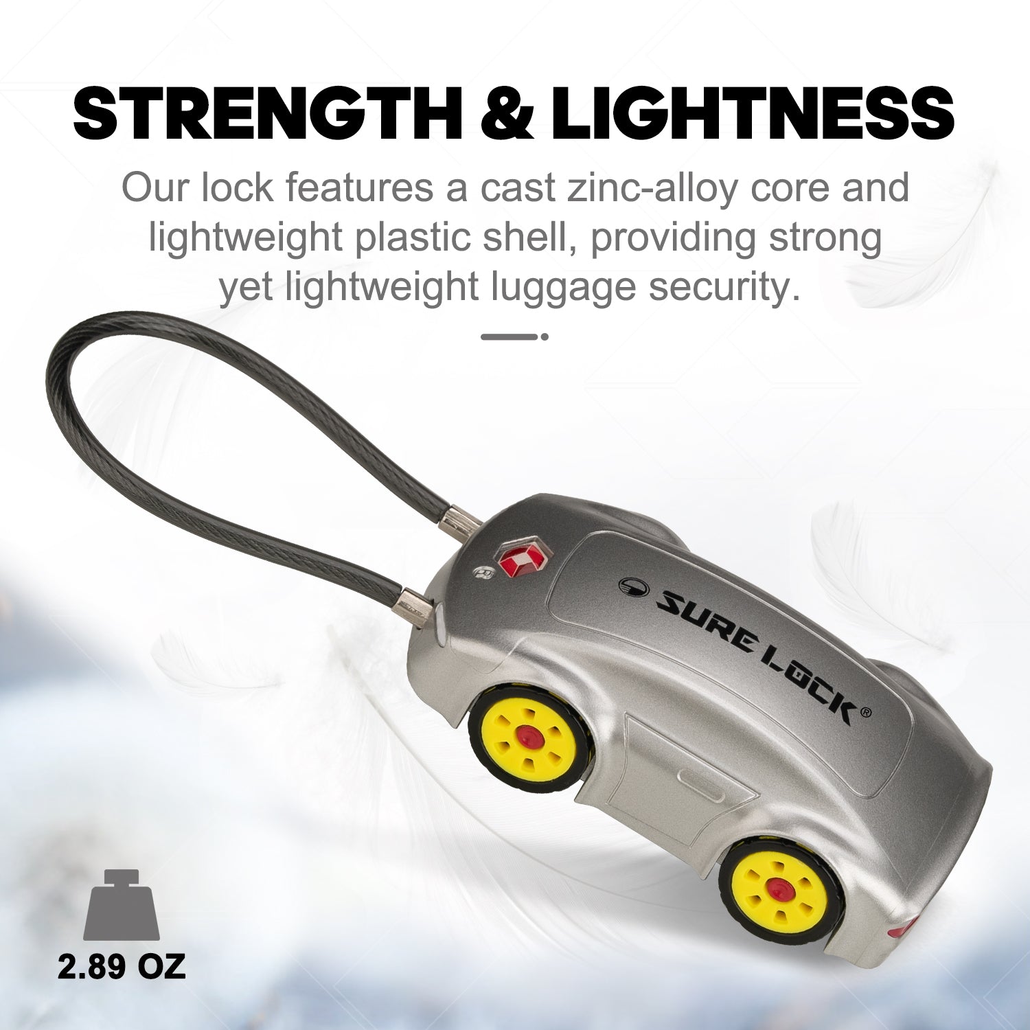Car-Shaped TSA Luggage Lock – 4-Digit Cable (Grey) - LockSelect 