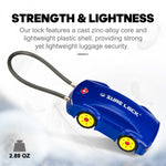 Car-Shaped TSA Luggage Lock – 4-Digit Cable (Blue) - LockSelect 