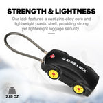 Car-Shaped TSA Cable Lock – 4-Digit Resettable Luggage Lock (Black) - LockSelect 
