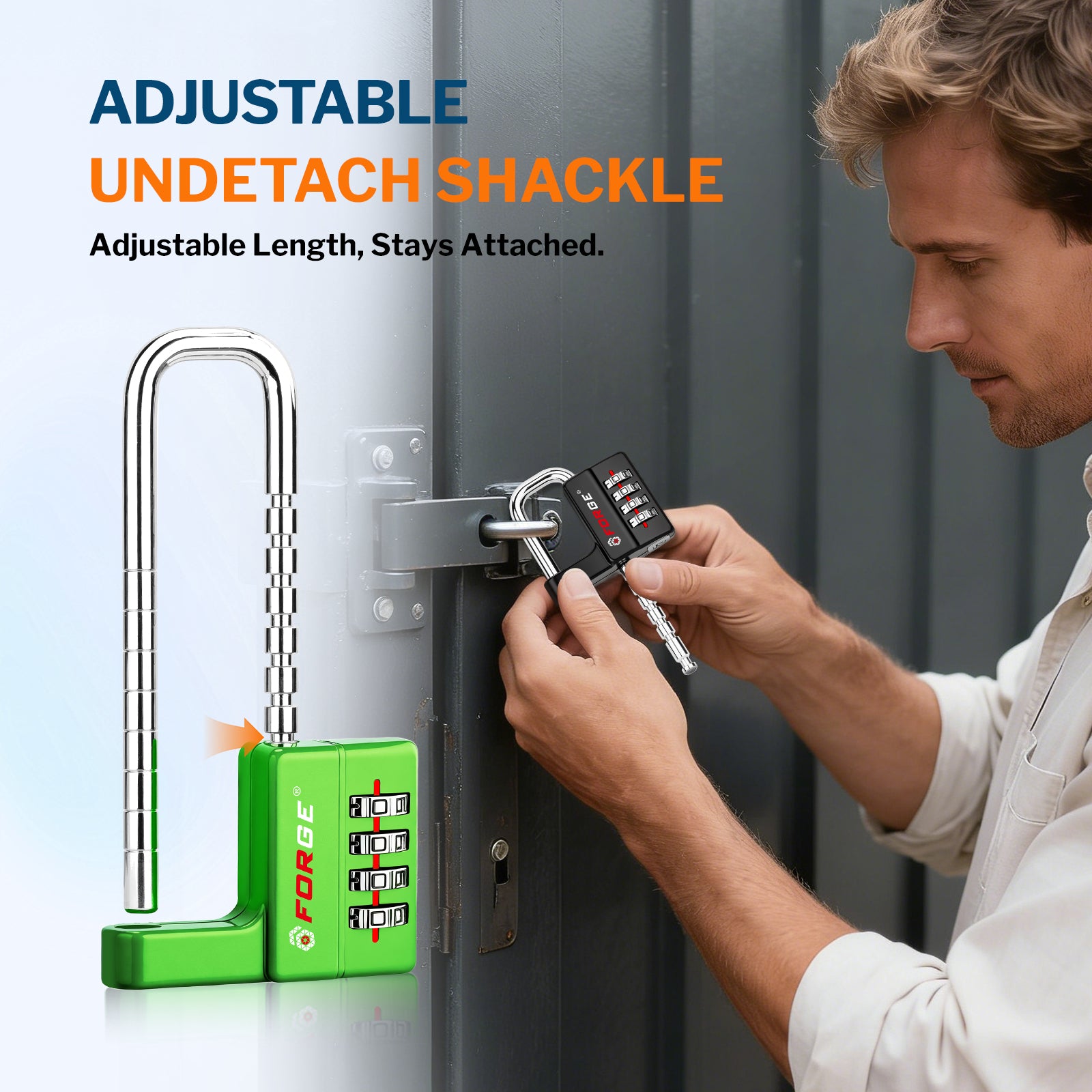Forge 4-Digit Padlock: Long Shackle for Gym, School & Gate (Defender series, Green)
