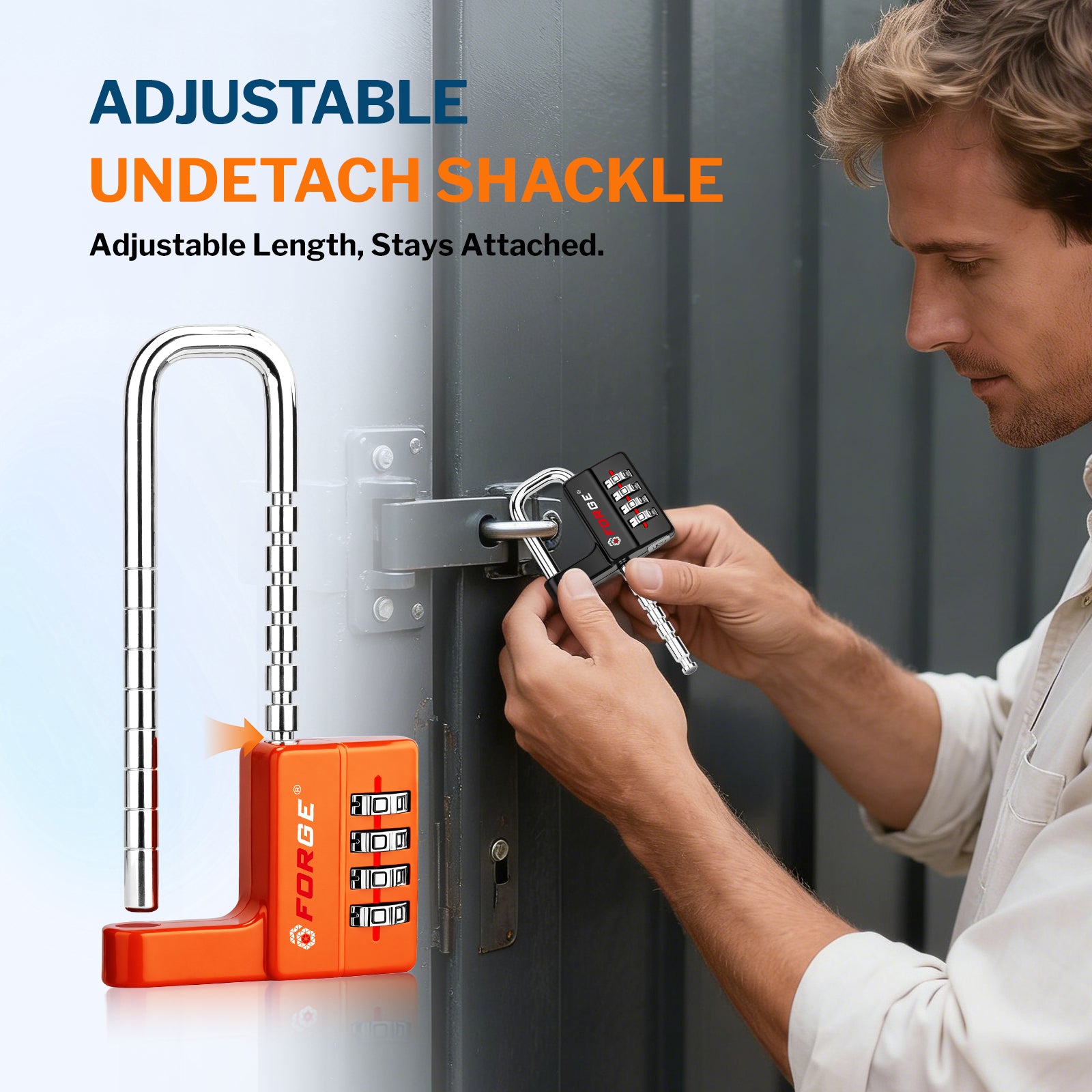 Forge 4-Digit Padlock: Long Shackle for Gym, School & Gate (Defender series, Orange)