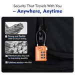 TSA Approved Luggage Lock – Combination Cable Lock with Open Alert (Orange Pack) - LockSelect 