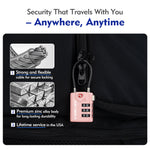 TSA Approved Luggage Lock – Combination Cable Lock with Open Alert & Easy-Read Dials (Pink Pack) - LockSelect 