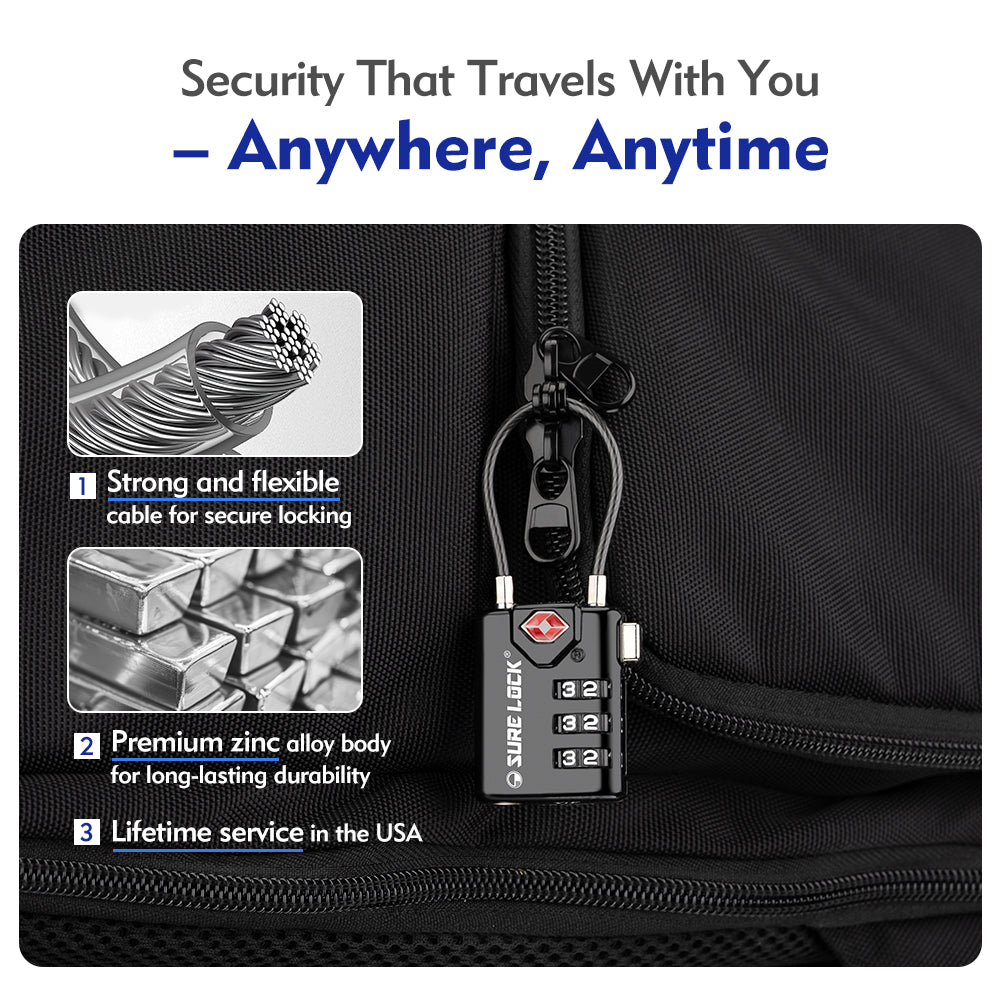 TSA Accepted Combination Luggage Lock – (Black Pack) - LockSelect 
