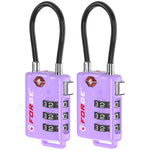Forge TSA Approved Cable Luggage Lock with Easy-to-Read Dials (Eagle Series, Purple Pack)