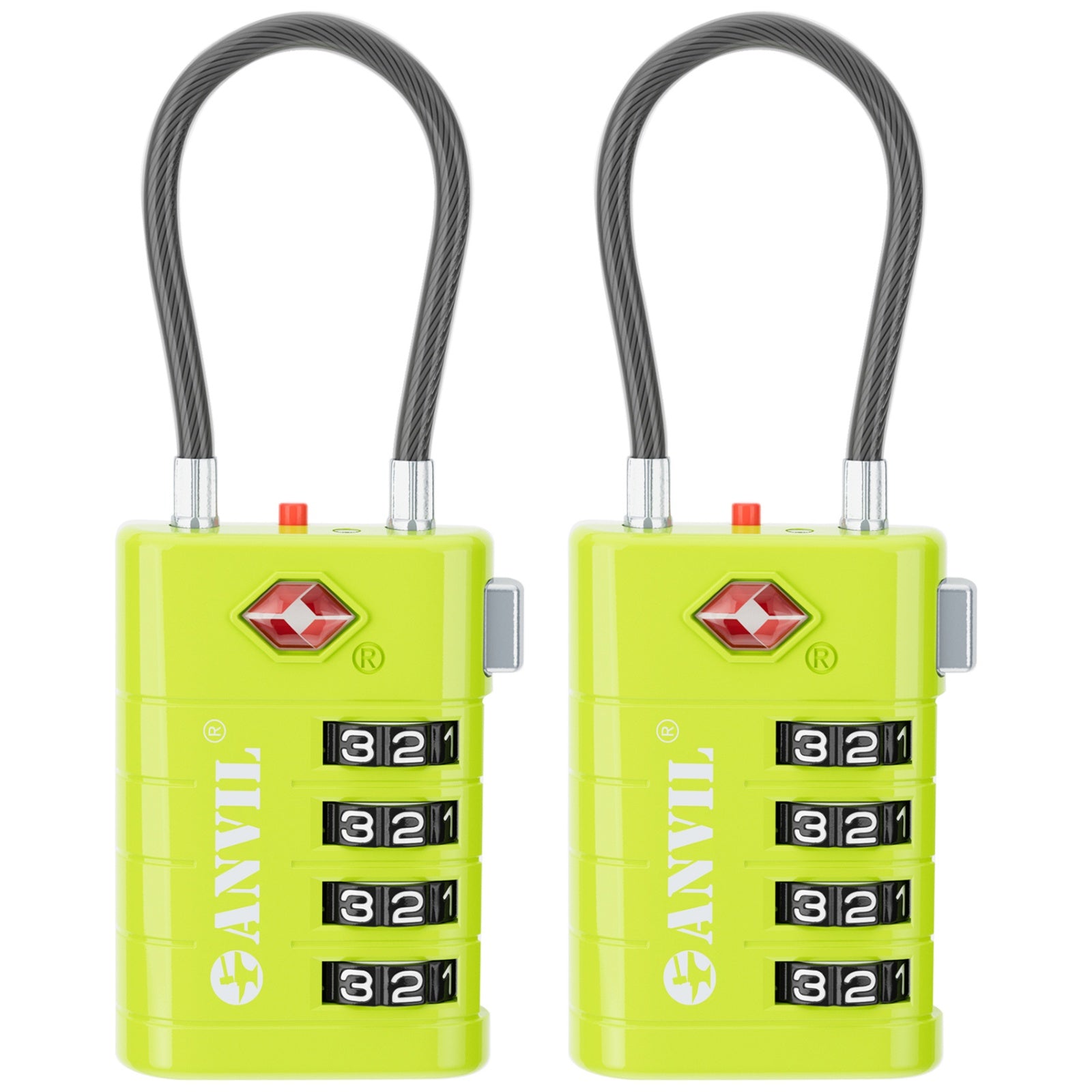 4-Digit TSA Approved Luggage Lock – TSA008 Core with Alert Indicator (Grass Green Pack)