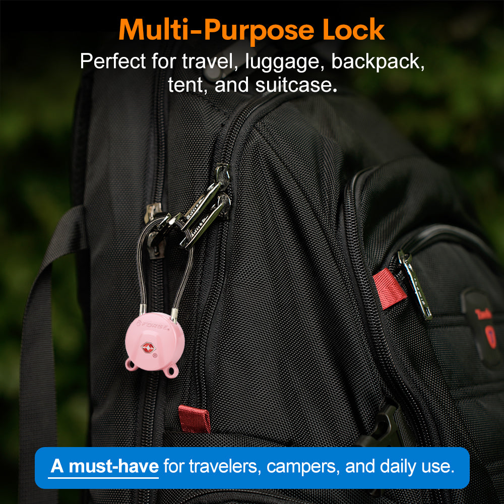 Forge TSA006 Dimple Key Cable Locks (Koala Series, Pink 2 Pack)