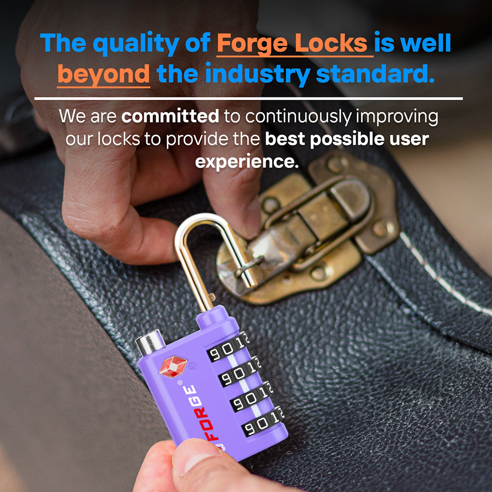 Forge Dual-Opening TSA Lock: Combo & Key Access , Purple Pack