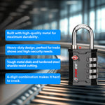 Forge 4-Digit Heavy Duty TSA Approved Lock for Travel & Gym, Black Pack