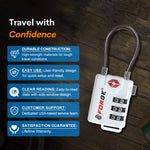 Forge TSA Approved Cable Luggage Lock with Easy-to-Read Dials (Eagle Series, White Pack)