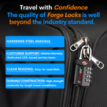 Forge TSA Approved 4-Digit Combination Lock with Open Alert, Black Pack