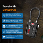 Forge TSA Approved Cable Luggage Lock with Easy-to-Read Dials (Eagle Series, Black Pack)