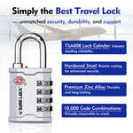 TSA Luggage Padlock – Ideal for Gun Cases, Transport Equipment (Silver Pack) - LockSelect 