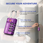 TSA 4-Digit Combination Luggage Lock – Resettable with Open Alert (Dark Purple)