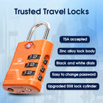 TSA Approved Luggage Lock – 3-Digit Combination Padlock (Orange Pack) - LockSelect 