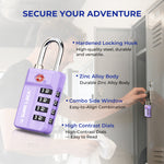TSA 4-Digit Combination Luggage Lock – Resettable with Open Alert (Purple)