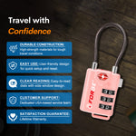 Forge TSA Approved Cable Luggage Lock with Easy-to-Read Dials (Eagle Series, Pink Pack)